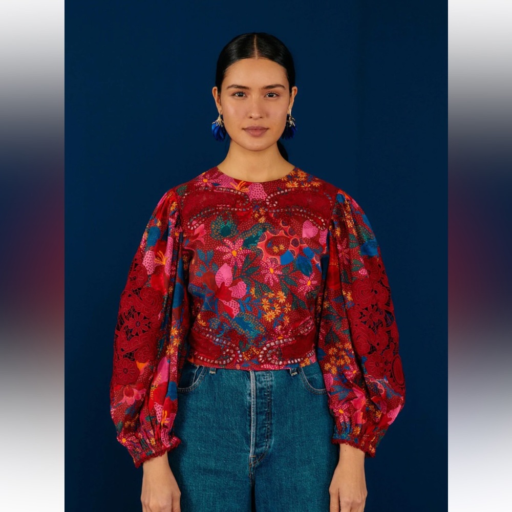 Farm Rio size M Snake Garden Blouse NWT